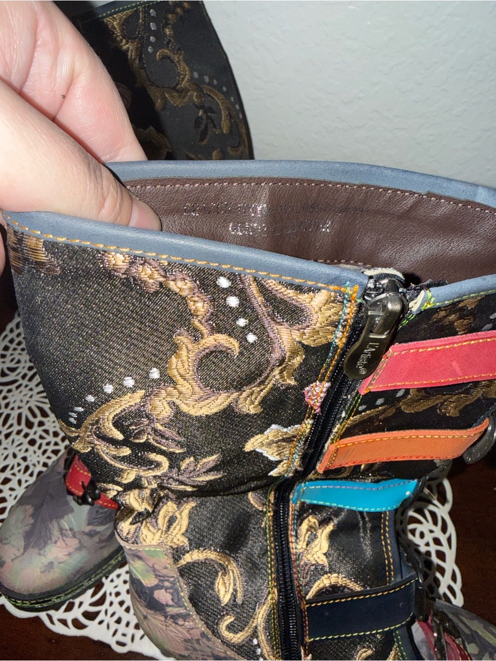 Floral Multi-Accent Lace-Up Mid-Calf Boots - Picture 3 of 7